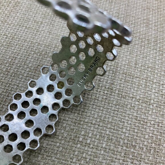 Lucky Brand Silver Tone Distressed Honeycomb Pattern Cuff Bracelet - Picture 3 of 6